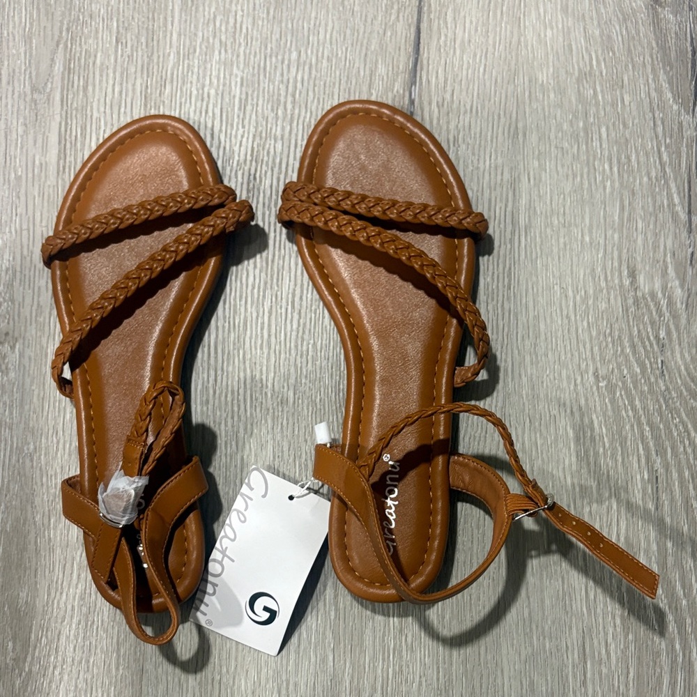 Greatonu Tan Braided Sandals